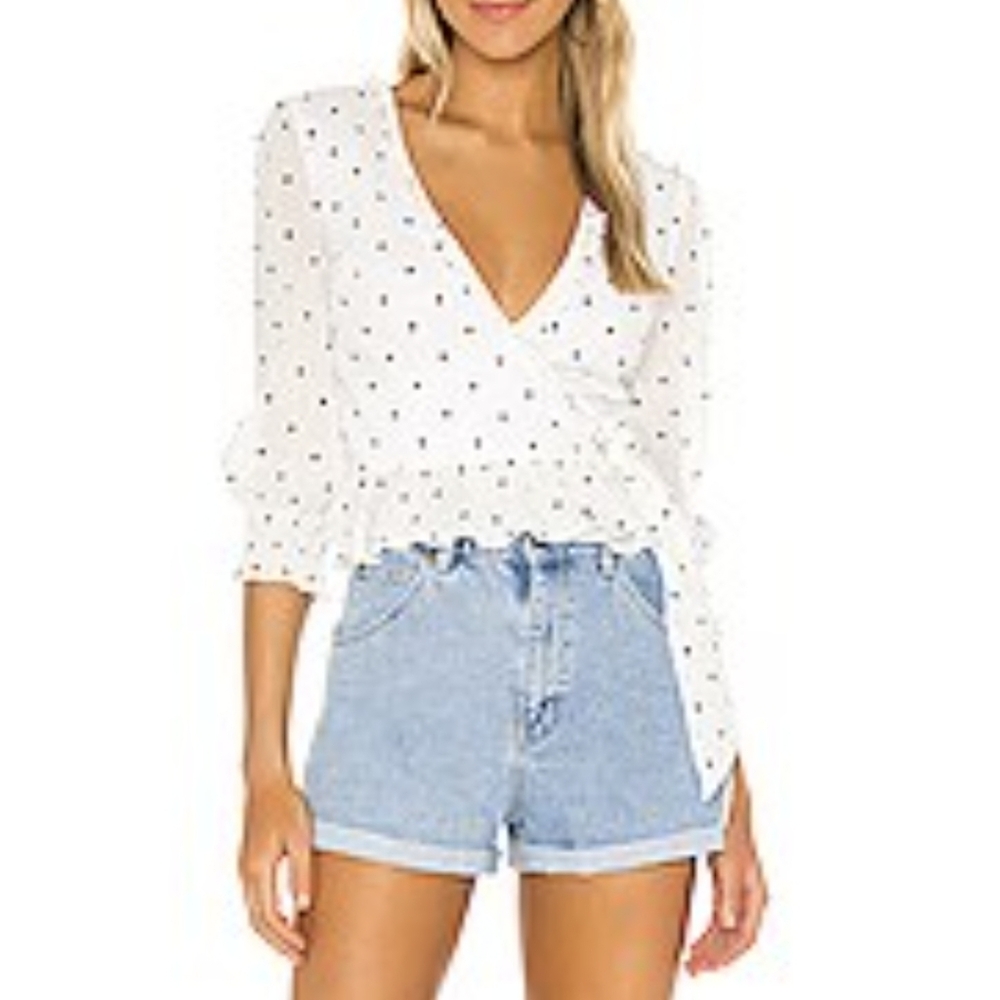 Privacy Please White and Black Polka Dot Kids Blouse NWOT